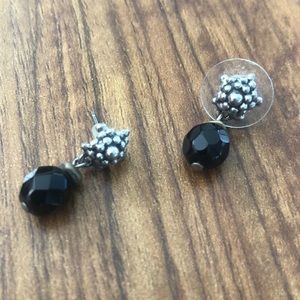 ESTATE SILVER AND CUT GLASS BEAD EARRINGS